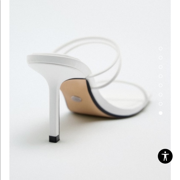High heel white sandals with thin vinyl straps. Squared toe. Comfortable classy - Picture 7 of 7